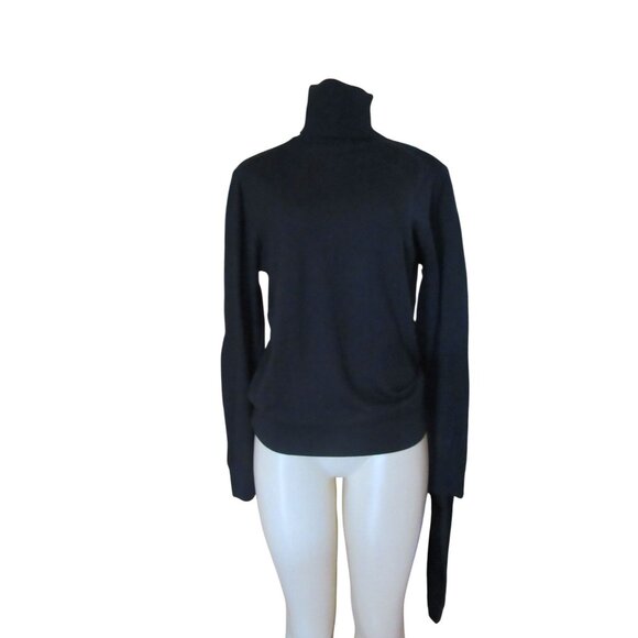 Bartolini Italian Made Black Wool Blend Turtleneck Sweater Size L - Picture 3 of 6